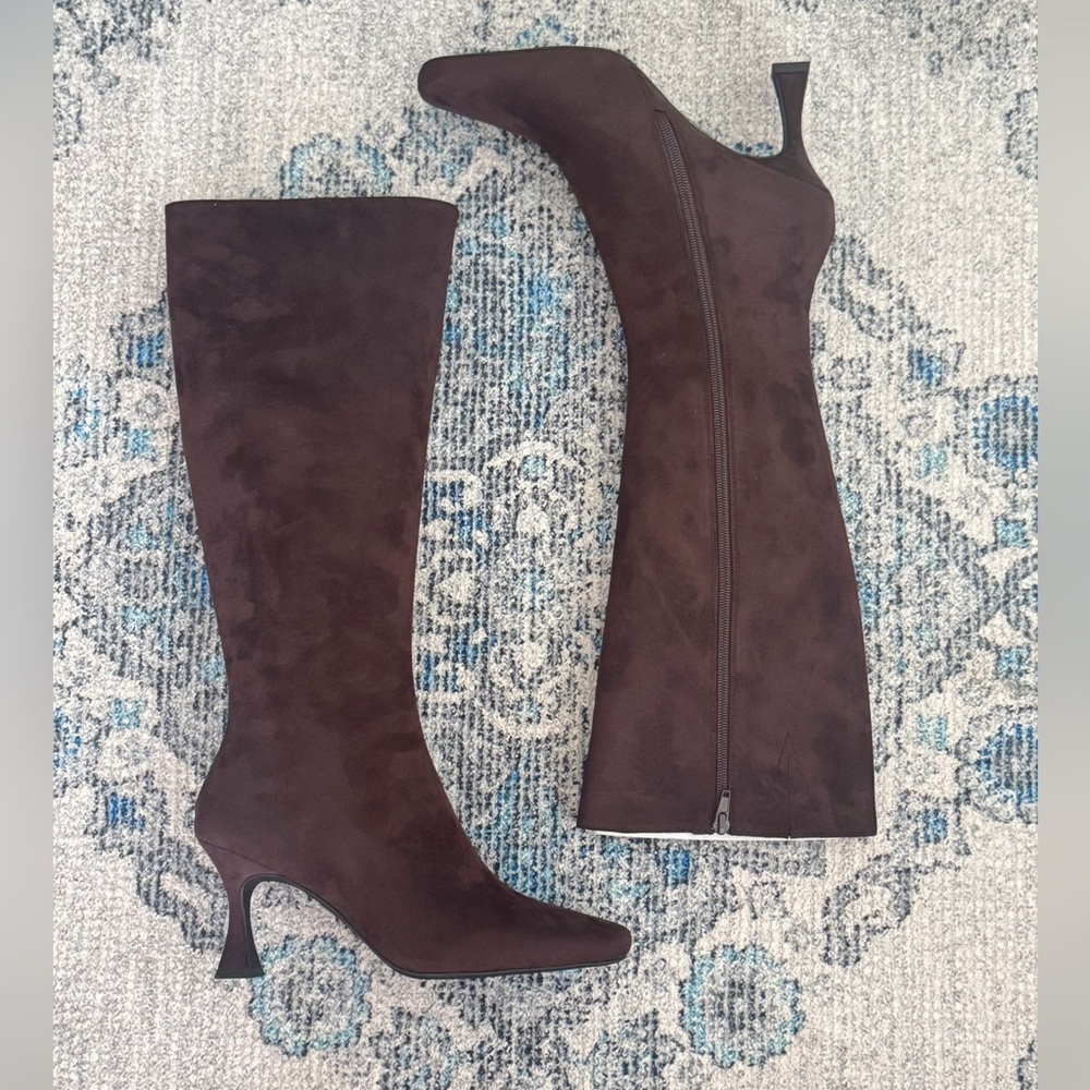 Jeffrey Campbell Check-Mate Dark Brown Suede tall boots